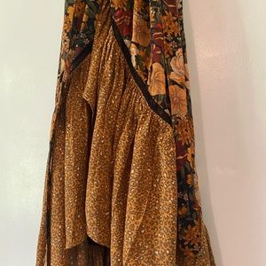 Anthropologie Boho Floral/leopard Wrap Maxi Dress